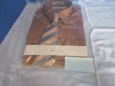PERRY ELLIS PORTFOLIO Brown Long Sleeve DRESS SHIRT & NECK TIE~Boys 6~NEW