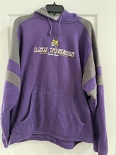 LSU Tigers Hoodie Sweatshirt Purple Fighting Tigers on Front Size Large NCAA
