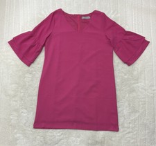 Belongsci Womens Size L Half Ruffle Sleeve V Neck Pink Mini Shift Dress