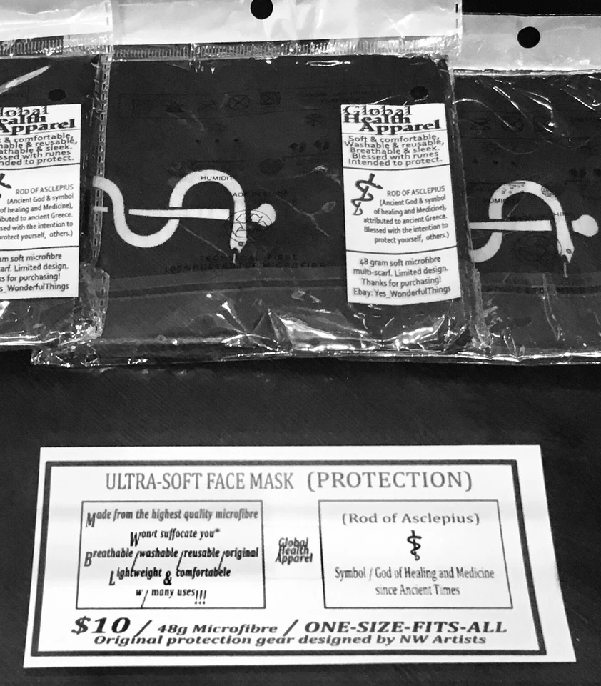 Paquete de 10 mascarillas faciales originales nuevas con etiquetas runa hechizo cuello polaina diadema pasamontañas Foto 4 de 4