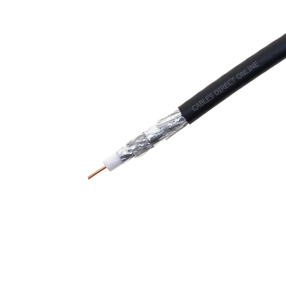 Cable coaxial a granel RG6 1000 FT escudo cuádruple 18 AWG negro coaxial TV vía satélite Foto 3 de 4