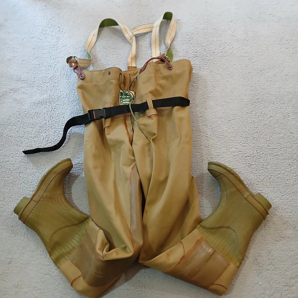Vintage Converse Waders Womens 6 Brown Green Fly Fishing Rubber Outdoors - Image 2 of 4