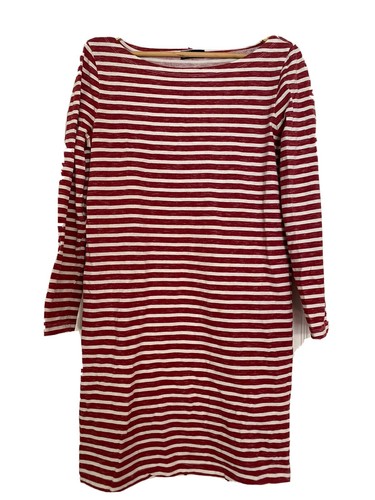 White Striped Stretch Dress Size 