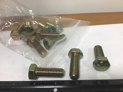 New Qty (10) 1/2-13 X 1 3/8'' Grade 5 Hex Bolts, Yellow Chromate Finish
