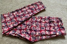 LULAROE ONE SIZE OS LEGGINGS MULTICOLOR ROSE RED CREAM POLKADOT FLOWERS BERRIES