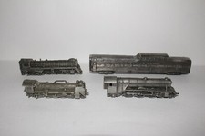 Set of 4 Pewter Train Engines and Passenger Car