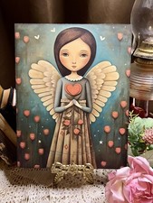 Folk Art Angel, Whimsical, Handcrafted Plaque 3