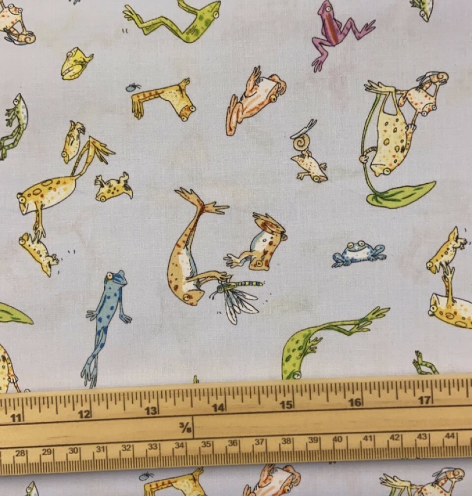 Fat Quarter Leap Frog Frogs On Light Blue Allover 100% Cotton Quilting Fabric