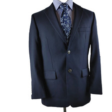 Joseph  Feiss Gold 40R Wool Metal Buttons Navy Blue Blazer Sport Coat