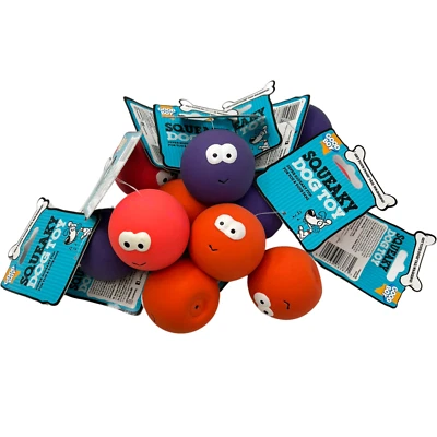 GOODBOY Latex Face Ball Dog Toy Cheeky EYES Soft Squeaky Puppy Fetch Good Boy Balls