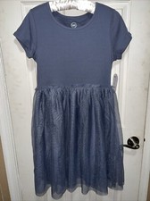 Wonder Nation Girl's Gray Sparkly Short Sleeve Tutu Dress Size 10-12 L PLUS NWOT