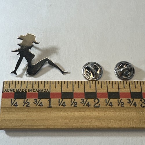 Naked Lady Woman Cowboy Truck Driver Emblem Trucking Silver Toned Hat Lapel Pin - Picture 11 of 13