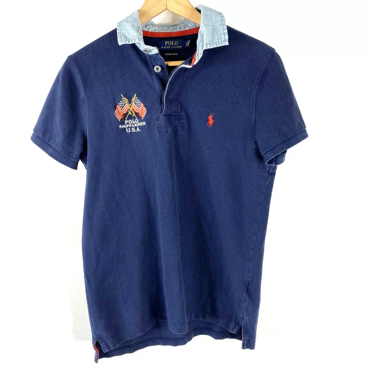 Slim Fit Under Collar Flag Polo