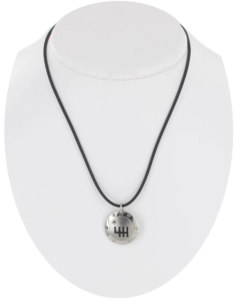 Collar colgante Rochet para hombre acero inoxidable esmalte negro redondo 18" Foto 2 de 4