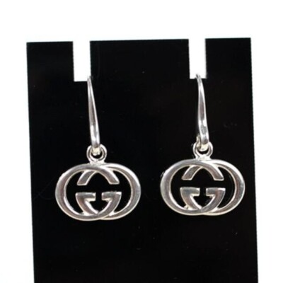 Gucci GG Interlocking Hook Earrings AG925 Sterling Silver Gucci GG Interlocking Hook Earrings AG925 Sterling Silver