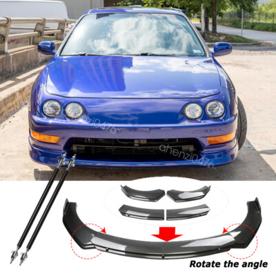 Front Bumper Lip Carbon Fiber Style Body Kit + Strut Rod For Acura Integra 98-01