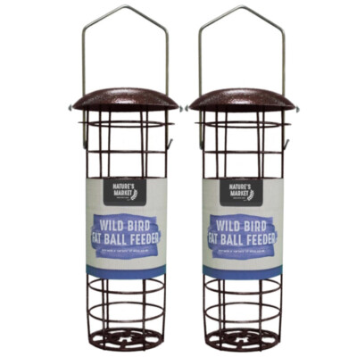2x Natures Market Suet-Fettball-Futterautomat Edelstahl Futterrohr Station 23cm