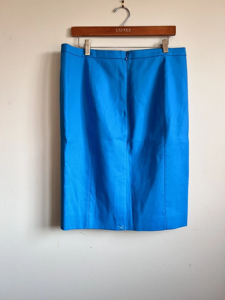 Falda lápiz J.Crew Nº 2 azul brillante bielástica para mujer 12 nueva con etiquetas