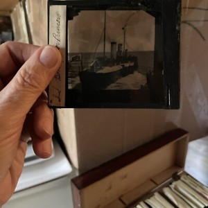 Antique Glass Lantern Slide Boat, Ship, SS Bonnie princess Brit Flag Built 1882