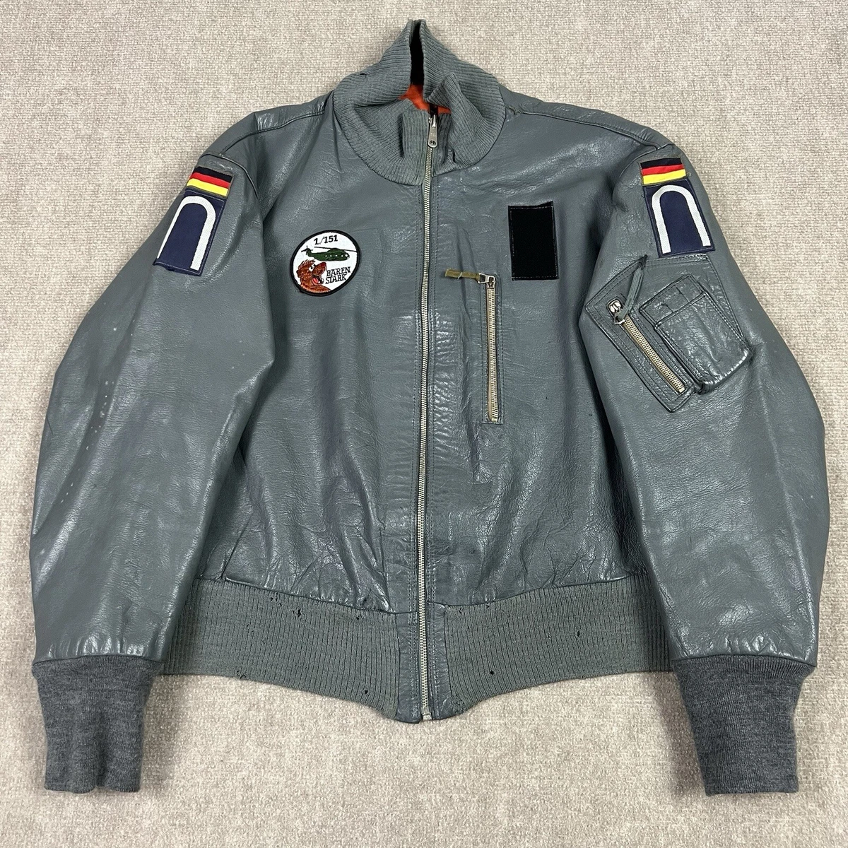 Military Vintageドイツ軍　LEATHER JACKET XPOSED Mens Real Leather Vintage Smart Casual Brown Military Style