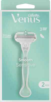 Gillette Venus Smooth Sensitive Women's Razor + 2 Razor Blades , Frauen Rasierer