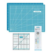 Zestaw mat tnących Semplix A4 turkusowa/benzynowa linijka/ przecinarka rolkowa 20 mm