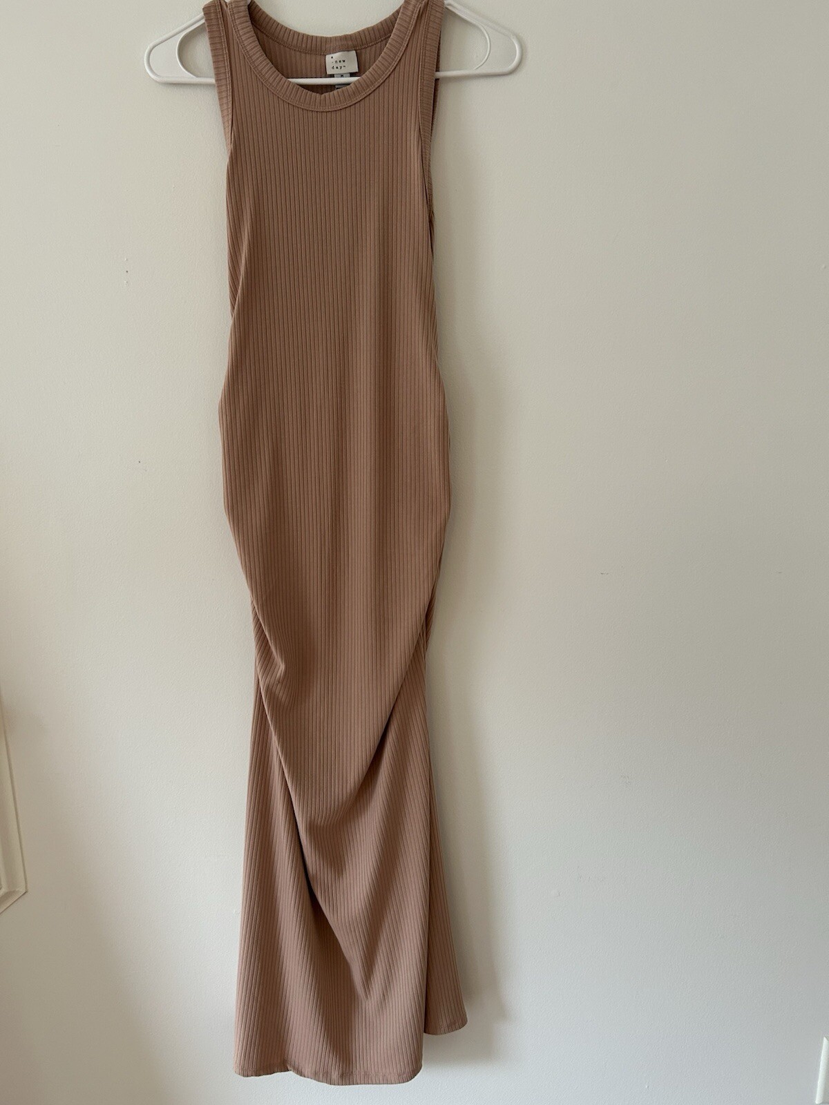Women’s Rib Knit Midi Bodycon Dress- Brown SZ Medium