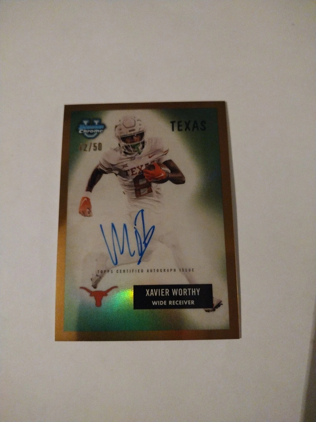 2023 Bowman U Chrome XAVIER WORTHY 1955 Gold Refractor AUTO #20/50 - LONGHORNS