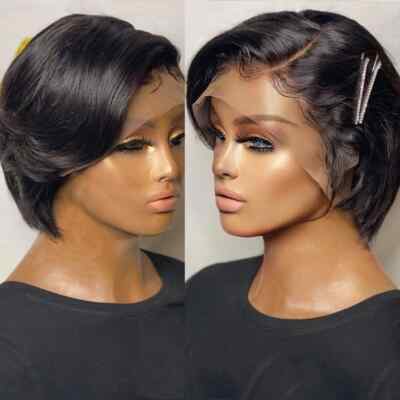 Pixie Cut Wig Human Hair 13x4 Short Bob Pixie Cut Lace Front Wigs Preplcuked