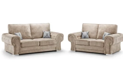 VERONA HIGH BACK 3 SEATER + 2 SEATER SOFA SET KENSINGTON MINK SWIVEL CHAIR