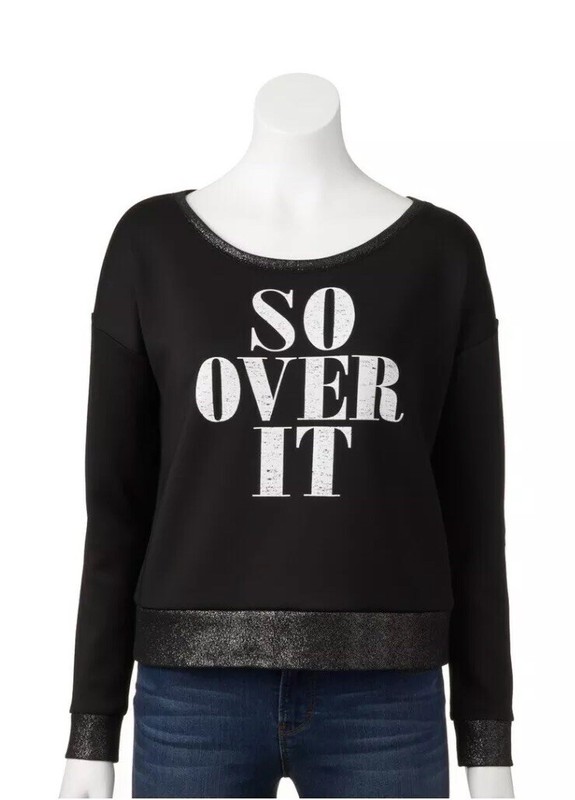 ROCK & REPUBLIC "So Over It" SWEATSHIRT Size: XS (EXTRA SMALL, 2) New