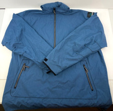 Vtg 90s Adidas Equipment 1/2 Zip Windbreaker Hooded Jacket Size L Blue Pullover