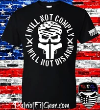 t-shirt,I Will Not Comply,Gun Rights,Skull,We The People,Don't Tread On Me,2A,