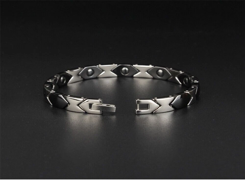 Hot Black Silver Titanium Energy Bracelet Strong Magnet - Image 2 of 4
