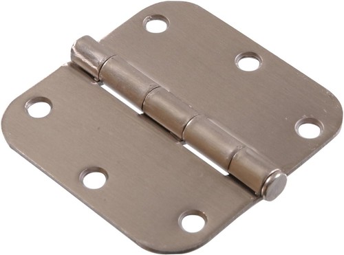 Hillman 852600 5/8" Round Corner Door Hinge Satin Nickel (3-1/2")