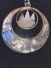Vintage Mexico Alpaca Silver Abalone Shell Necklace