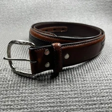 Nocona Belt Co, Dress Belt Mens Size 32 Brown Black Genuine Leather 
