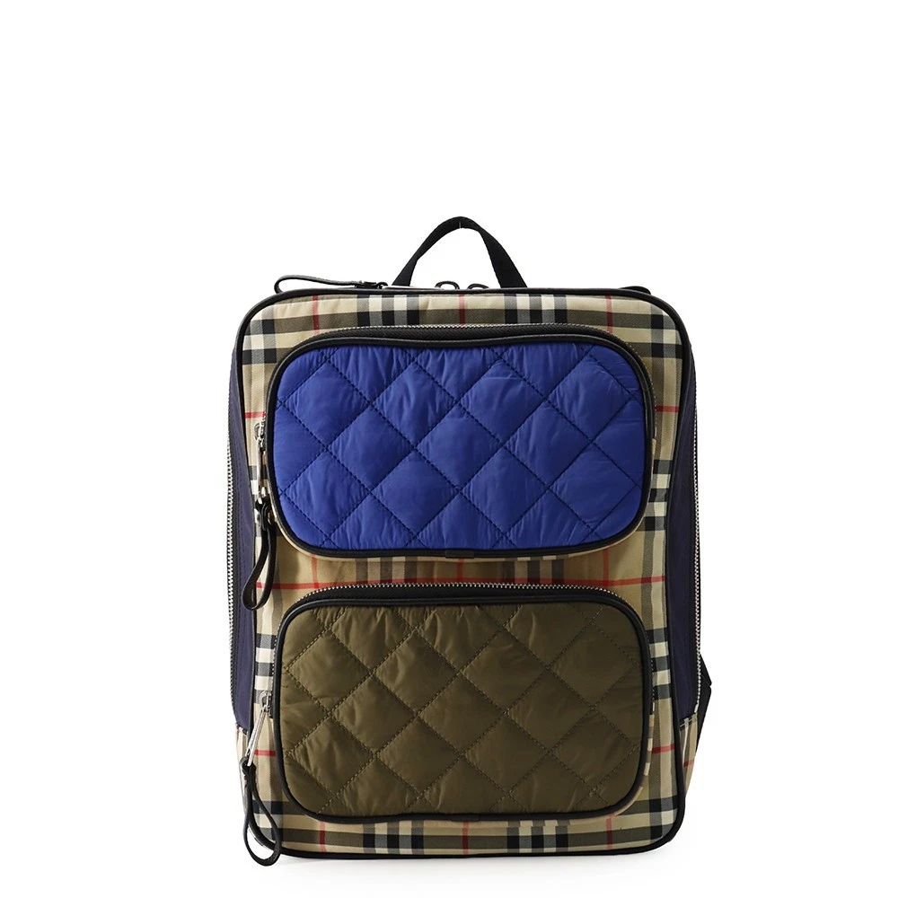 Burberry — BURBERRY Check Backpack Nylon Beige/Blue/Khaki