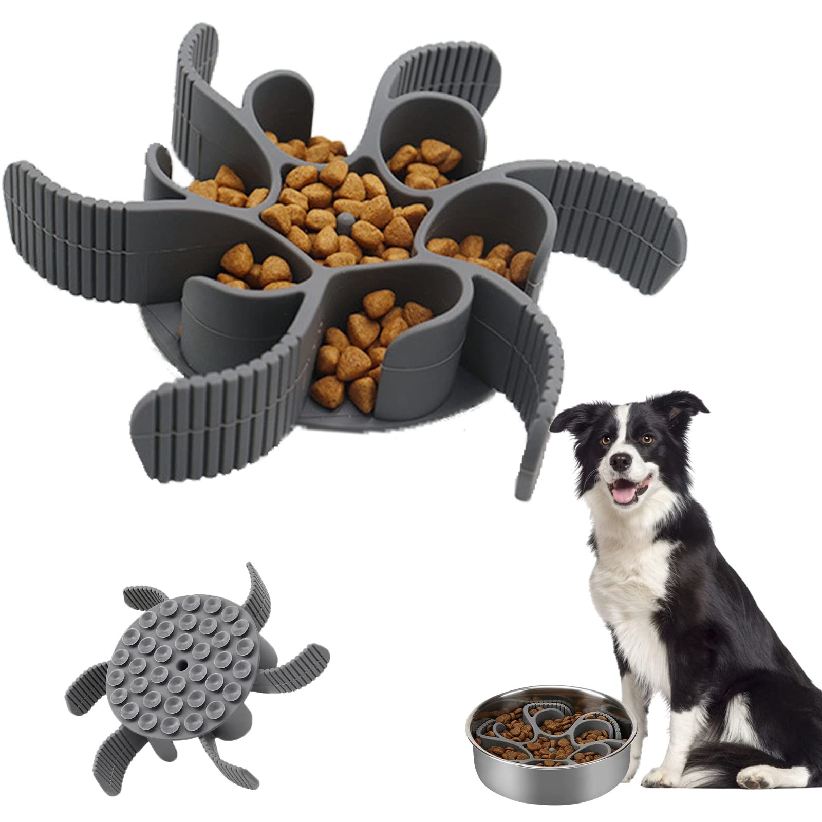 ICOUVA Slow Feeder Dog Bowl Insert,Cuttable Insert for Light Grey