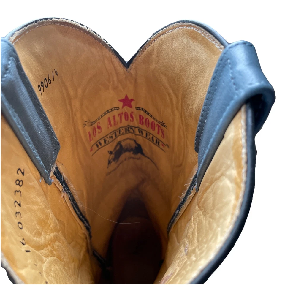 BOTAS LOS ALTOS Genuinas Lagarto Hechas a Mano Cuero Occidental Gris Botas para Mujer Talla 8 Foto 2 de 4