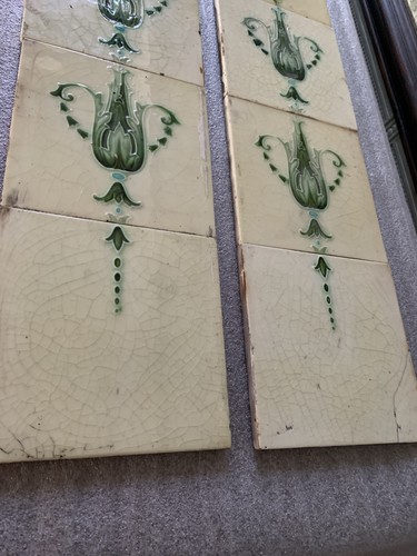 Original ART NOUVEU Fireplace Tile Set / TILES / 10 Tiles - Picture 5 of 13