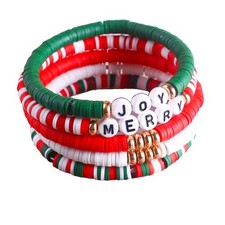Christmas Clay Bead Bracelets Set Stackable Stretch Bracelet for Women Christmas