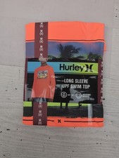 Hurley Youth Boy's UPF 50 Long Sleeve Swim Top Sz M 8 Orange A45
