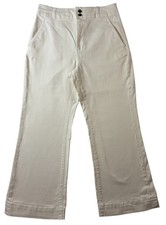 Everlane Womens High Rise Wide Leg Crop Pants Ivory Organic Cotton Size 10