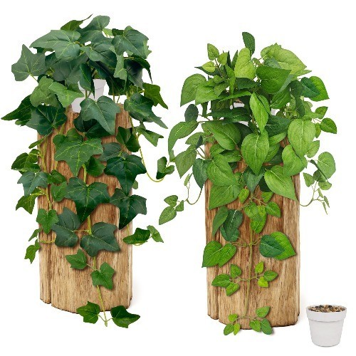 KüNstliche HäNgepflanzen 68 Cm 2Er Set WeißEr Topf Kunstpflanzen Deko Zimmer...-image