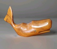 Hand Carved Wooden Whale 6.5&rdquo; long Decor Vintage Philippines Nail Eyes