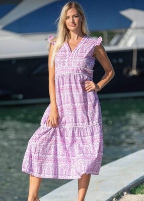 Bindu Allana Lilac Floral Women's Midi Dress