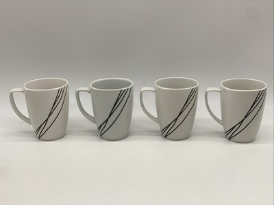 Corelle Coordinates Porcelain Simple Lines Mugs Set Of 4
