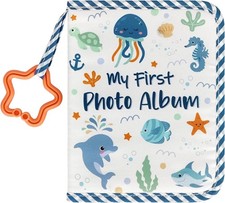 Baby's First Family Album Soft Cloth Photo Book with Mirror Holds 17 Photos
