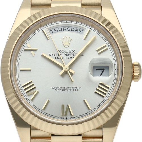 ROLEX Day-Date 40 Watch 228238 18K Yellow Gold mensWatch Silver USED